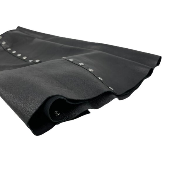 CELINE Vintage Macadam Logo Button Mini Skirt #38 Black Silver Leather [105060] - Picture 9 of 13